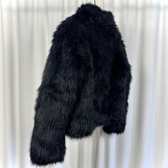 Vintage 90's 'Le Chateau' Faux Fur Teddy Coat in Black • Winter • Cropped • S/M - Picture 9 of 11
